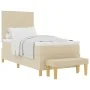 Cama con Somier con Colchón y Banco Crema 90x200 cm Tela | Foro24.es | Tu tienda online para hogar, jardín y más Foro24.es
