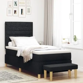 Comprar Cama con Base Tapizada y Banco Negro