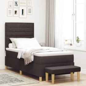 Cama con Sommier con Colchón y Banco Marrón