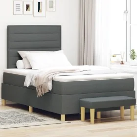 Cama con Box Spring y Banco Gris Oscuro 120x200