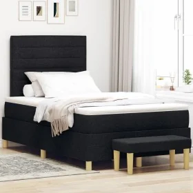 Cama Box Spring con Colchón y Banco Negro 120x200