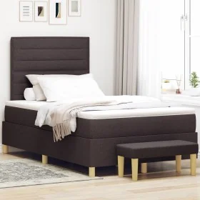Cama Box Spring con Colchón y Banco Marrón Oscuro