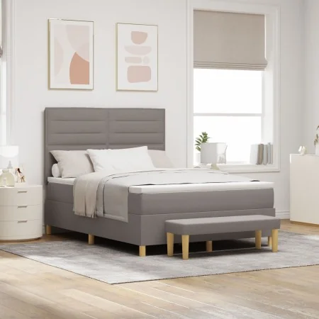 Cama con Somier con Colchón y Banco Taupe 160x200 cm Tela | Foro24.es | Tu tienda online para hogar, jardín y más Foro24.es