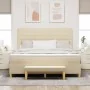 Cama Box Spring con Colchón y Banco Crema 180x200 cm Tela | Foro24.es | Tu tienda online para hogar, jardín y más Foro24.es