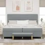 Cama Box Spring con colchón y banco Gris Claro 200x200 cm Tela | Foro24.es | Tu tienda online para hogar, jardín y más Foro24.es