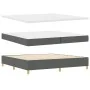 Cama con somier con colchón y banco gris oscuro 200x200 cm de tela | Foro24.es | Tu tienda online para hogar, jardín y más Foro24.es