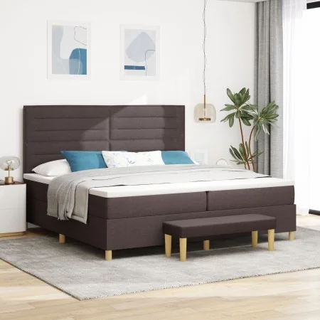 Cama Box Spring con Colchón y Banco Marrón Oscuro 200x200 cm Tela | Foro24.es | Tu tienda online para hogar, jardín y más Foro24.es
