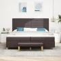 Cama Box Spring con Colchón y Banco Marrón Oscuro 200x200 cm Tela | Foro24.es | Tu tienda online para hogar, jardín y más Foro24.es