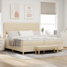 Cama con somier y colchón con banco Crema 200x200