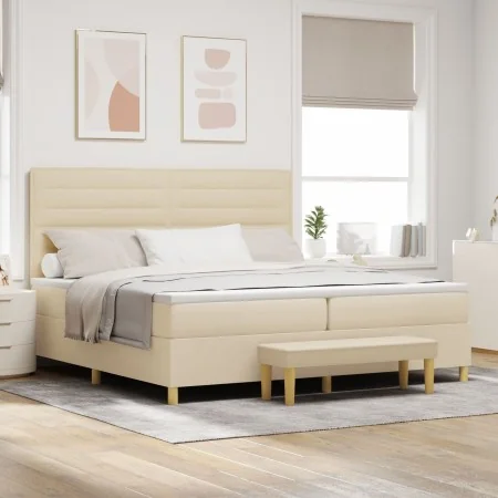 Cama con somier y colchón con banco Crema 200x200 cm Tela | Foro24.es | Tu tienda online para hogar, jardín y más Foro24.es