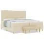 Cama con somier y colchón con banco Crema 200x200 cm Tela | Foro24.es | Tu tienda online para hogar, jardín y más Foro24.es