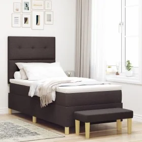 Cama Box Spring con colchón y banco Marrón Oscuro