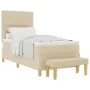 Cama Box Spring con colchón y banco Crema 90x200 cm Tela by , Beds and slatted bases - Ref: Foro24-3344273, Price: 357,98 €, ...
