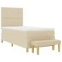 Cama Box Spring con colchón y banco Crema 90x200 cm Tela by , Beds and slatted bases - Ref: Foro24-3344273, Price: 357,98 €, ...