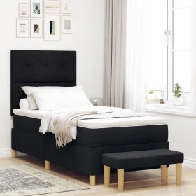 Cama Box Spring con colchón y banco Negro 100x200