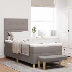 Cama con Somier con Colchón y Banco Taupe 100x200 cm Tela by , Beds and slatted bases - Ref: Foro24-3344279, Price: 407,38 €,...