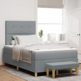 Cama Box Spring con colchón y banco Gris Claro 120x200 cm Tela de , Camas y somieres - Ref: Foro24-3344289, Precio: 465,64 €,...