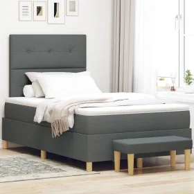 Cama Box Spring con colchón y banco Gris Oscuro