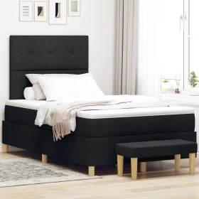 Cama Box Spring con Colchón y Banco Negro 120x200