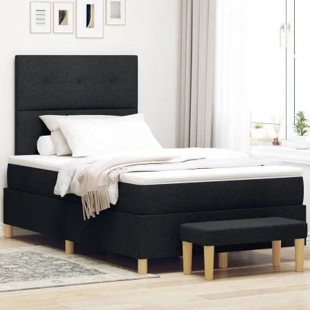 Cama Box Spring con Colchón y Banco Negro 120x200 cm Tela | Foro24.es | Tu tienda online para hogar, jardín y más Foro24.es