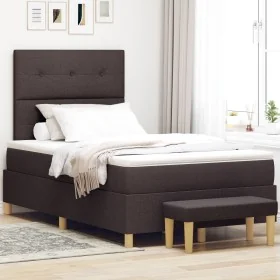 Cama Box Spring con colchón y banco marrón oscuro