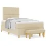Cama Box Spring con colchón y banco Crema 120x200 cm Tela de , Camas y somieres - Ref: Foro24-3344294, Precio: 464,28 €, Desc...