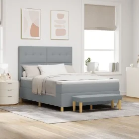 Cama con Base y Colchón y Banco Gris Claro 140x200 cm Tela by , Beds and slatted bases - Ref: Foro24-3344303, Price: 544,89 €...