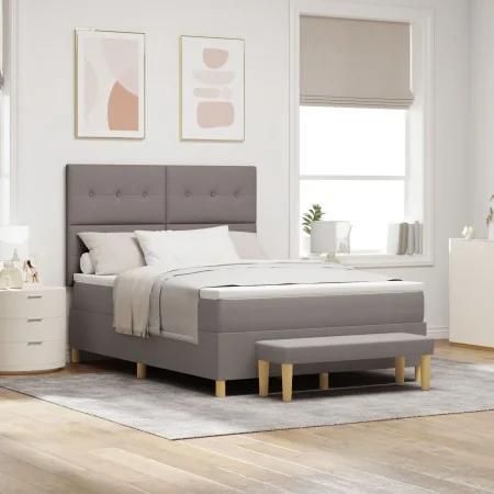 Cama Box Spring con colchón y banco Taupe 140x200 cm Tela | Foro24.es | Tu tienda online para hogar, jardín y más Foro24.es