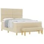 Cama con base y colchón crema 140x200 cm tela | Foro24.es | Tu tienda online para hogar, jardín y más Foro24.es