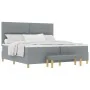 Cama con somier y colchón con banco gris claro 200x200 cm de tela von , Betten und Lattenroste - Ref: Foro24-3344324, Preis: ...