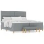 Cama con somier y colchón con banco gris claro 200x200 cm de tela von , Betten und Lattenroste - Ref: Foro24-3344324, Preis: ...