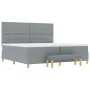 Cama con somier y colchón con banco gris claro 200x200 cm de tela von , Betten und Lattenroste - Ref: Foro24-3344324, Preis: ...