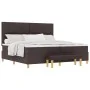 Cama con Base de Muelles con Colchón y Banqueta Marrón Oscura 200x200 cm Tela de , Camas y somieres - Ref: Foro24-3344327, Pr...