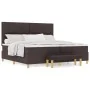 Cama con Base de Muelles con Colchón y Banqueta Marrón Oscura 200x200 cm Tela de , Camas y somieres - Ref: Foro24-3344327, Pr...