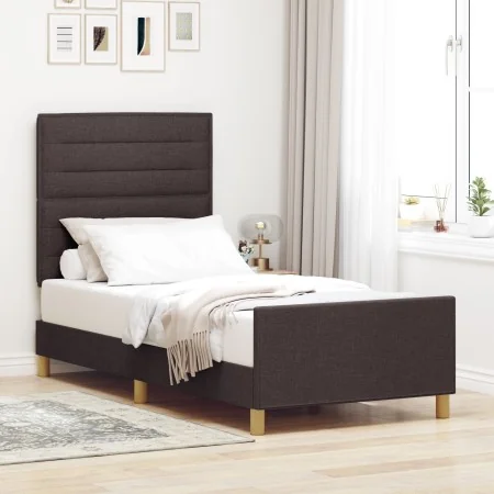 Estructura de Cama Marrón Oscuro 90x200 cm Tela by , Beds and slatted bases - Ref: Foro24-3344623, Price: 156,11 €, Discount: %