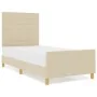 Estructura de Cama - Crema, 90x200 cm, Tela de , Camas y somieres - Ref: Foro24-3344625, Precio: 155,50 €, Descuento: %