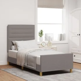 Estructura de cama Taupe 100x200 cm Tela
