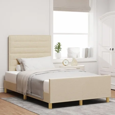 Estructura de Cama Crema 120x190 cm de Tela von , Betten und Lattenroste - Ref: Foro24-3344639, Preis: 196,15 €, Rabatt: %