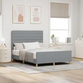 Cama Gris Claro 140x190 cm Tela