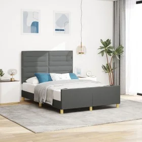 Estructura de Cama de Tela Gris Oscuro 140x200 cm