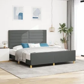 Estructura de Cama Gris Oscuro 180x200 cm Tela