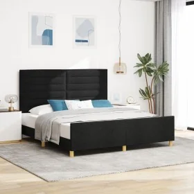 Cama Negra 180x200 cm de Tela by , Beds and slatted bases - Ref: Foro24-3344671, Price: 264,94 €, Discount: %