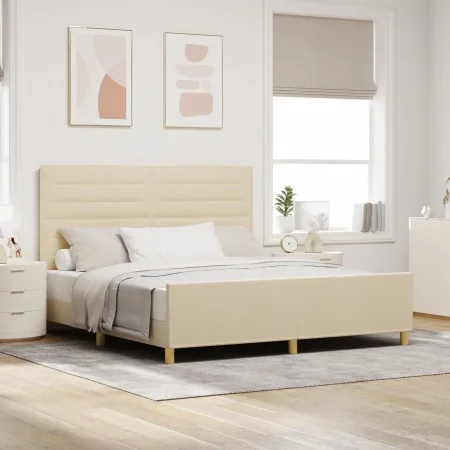 Cama en color crema - 180x200 cm de tela von , Betten und Lattenroste - Ref: Foro24-3344674, Preis: 280,70 €, Rabatt: %