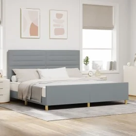 Estructura de Cama en Gris Claro, 200x200 cm, Tela von , Betten und Lattenroste - Ref: Foro24-3344676, Preis: 277,14 €, Rabat...