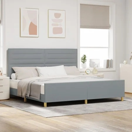 Estructura de Cama en Gris Claro, 200x200 cm, Tela de , Camas y somieres - Ref: Foro24-3344676, Precio: 277,14 €, Descuento: %