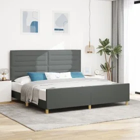 Estructura de Cama de Tela Gris Oscuro 200x200 cm