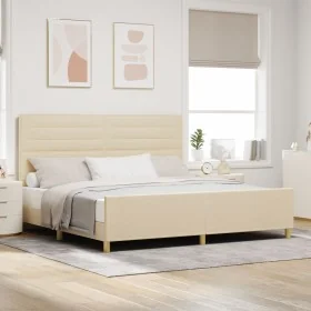 Estructura de Cama de Tela Crema 200x200 cm