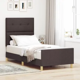 Estructura de Cama Marrón Oscuro 80x200 cm Tela