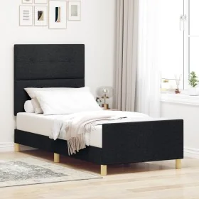 Estructura de Cama de Tela Negra 90x190 cm