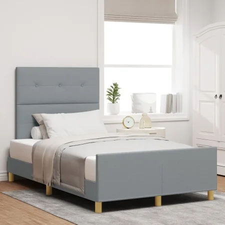 Estructura de Cama Gris Claro 120x190 cm de Tela de , Camas y somieres - Ref: Foro24-3344711, Precio: 191,30 €, Descuento: %